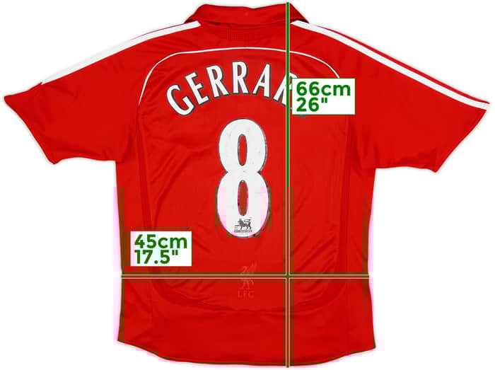 2006-08 Liverpool Home Shirt Gerrard #8 - 6/10 - (L.Boys)