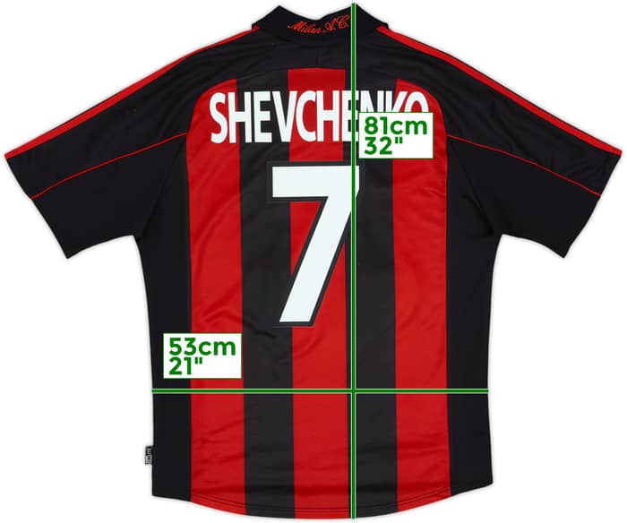 2000-02 AC Milan Home Shirt Shevchenko #7 - 8/10 - (M)