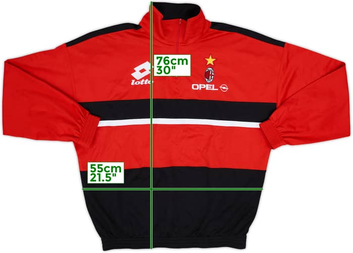 1995-96 AC Milan Lotto 1/4 Zip Training Top - 9/10 - (L)