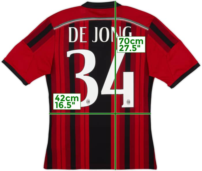 2014-15 AC Milan Home Shirt De Jong #34 - 6/10 - (S)
