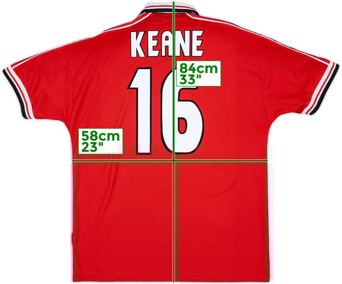 1998-00 Manchester United Home Shirt Keane #16 - 7/10 - (XL)