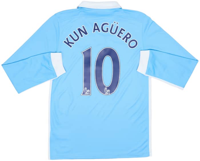 2015-16 Manchester City Home L/S Shirt Kun Aguero #10 - 8/10 - (S)