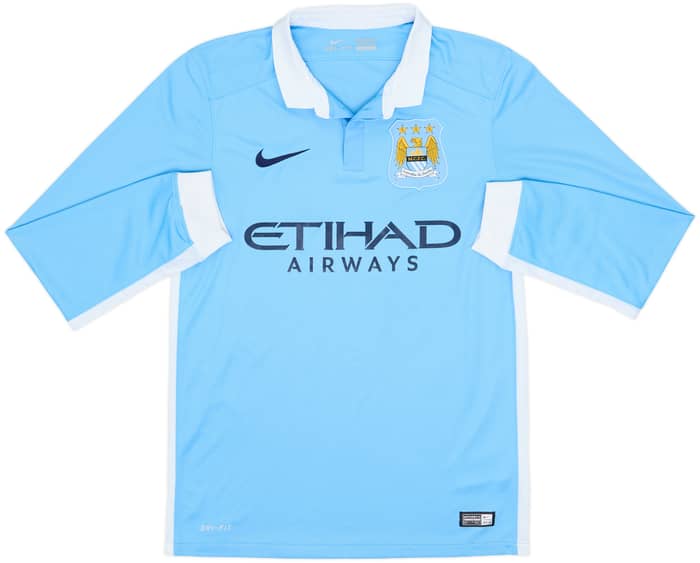 2015-16 Manchester City Home L/S Shirt Kun Aguero #10 - 8/10 - (S)