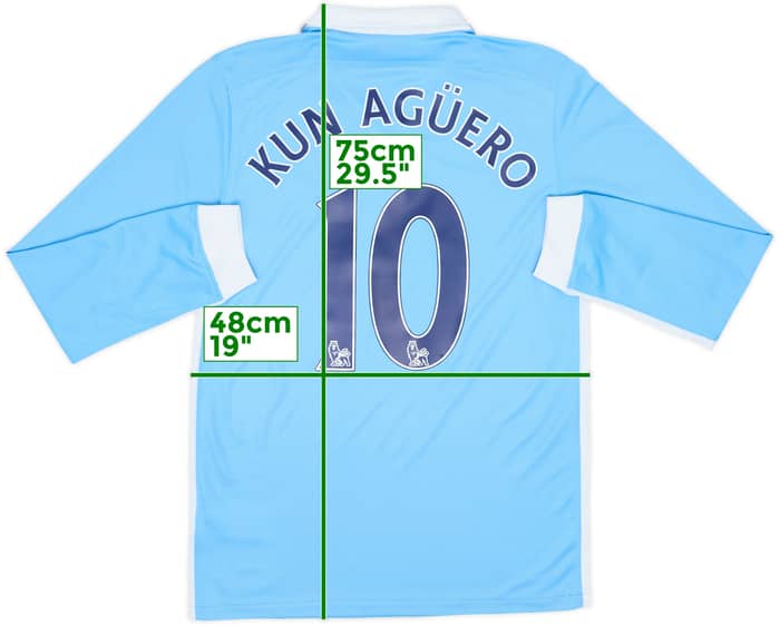 2015-16 Manchester City Home L/S Shirt Kun Aguero #10 - 8/10 - (S)