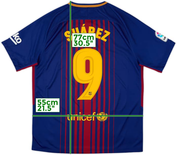 2017-18 Barcelona Home Shirt Suarez #9 - 10/10 - (L)