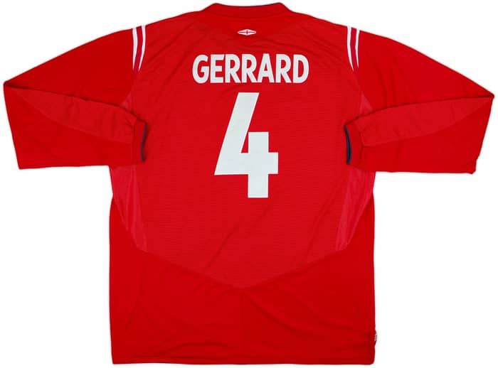 2004-06 England Away L/S Shirt Gerrard #4 - 7/10 - (XL)