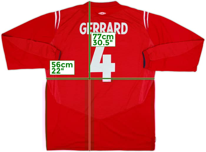 2004-06 England Away L/S Shirt Gerrard #4 - 7/10 - (XL)