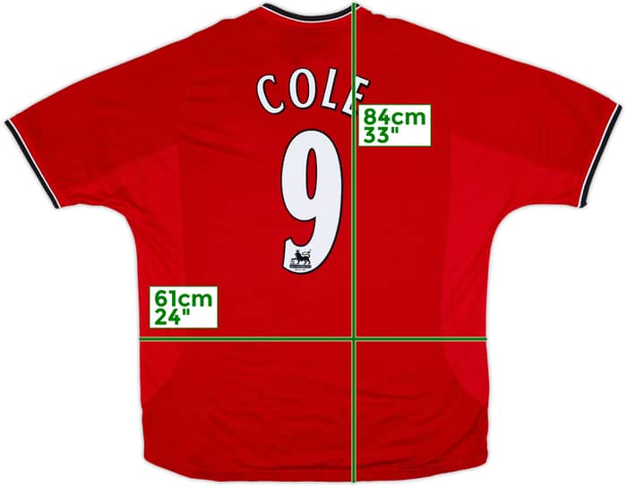 2000-02 Manchester United Home Shirt Cole #9 - 8/10 - (XXL)