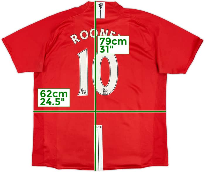 2007-09 Manchester United Home Shirt Rooney #10 - 6/10 - (XXL)
