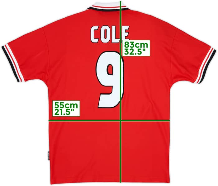 1998-00 Manchester United Home Shirt Cole #9 - 8/10 - (L)