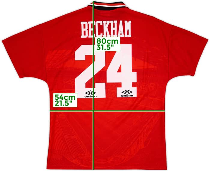 1994-96 Manchester United Home Shirt Beckham #24 - 10/10 - (L)