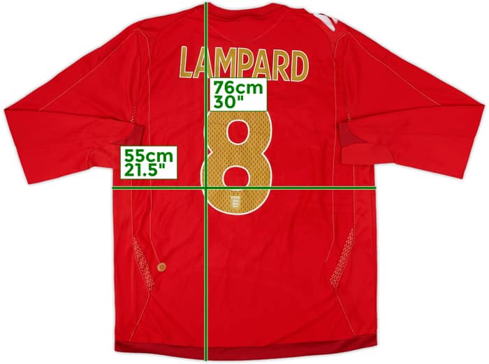 2006-08 England Away L/S Shirt Lampard #8 - 7/10 - (L)