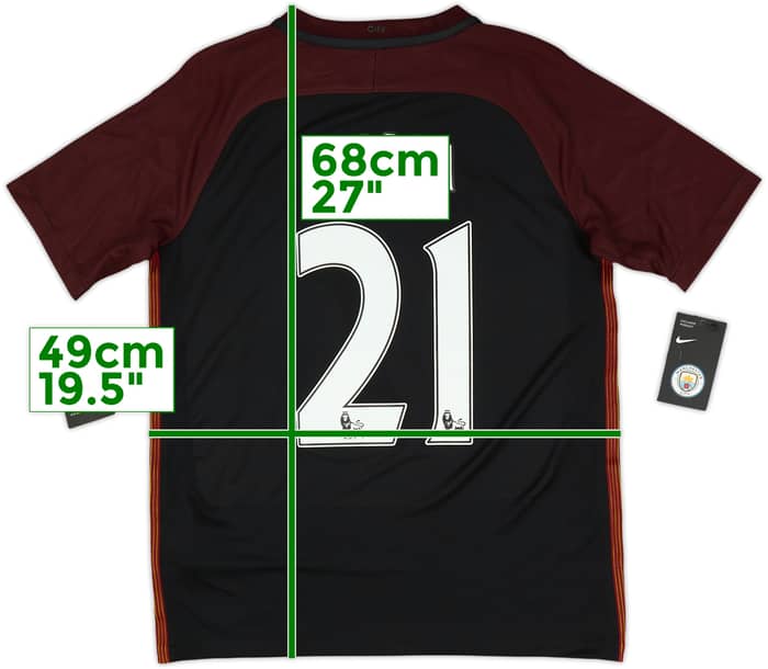 2016-17 Manchester City Away Shirt Silva #21 (XL.Boys)