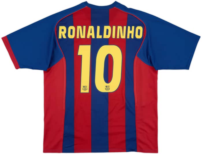 2004-05 Barcelona Basic Home Shirt Ronaldinho #10 - 9/10 - (L)
