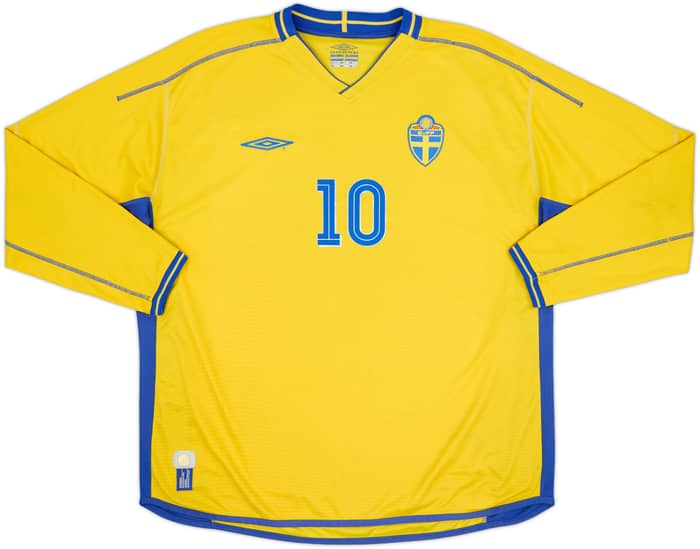 2003-04 Sweden Home L/S Shirt Ibrahimovic #10 - 8/10 - (XXL)