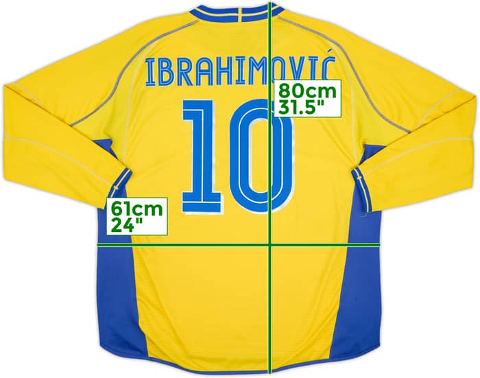 2003-04 Sweden Home L/S Shirt Ibrahimovic #10 - 8/10 - (XXL)