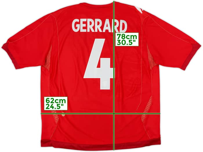 2006-08 England Away Shirt Gerrard #4 - 8/10 - (XXL)