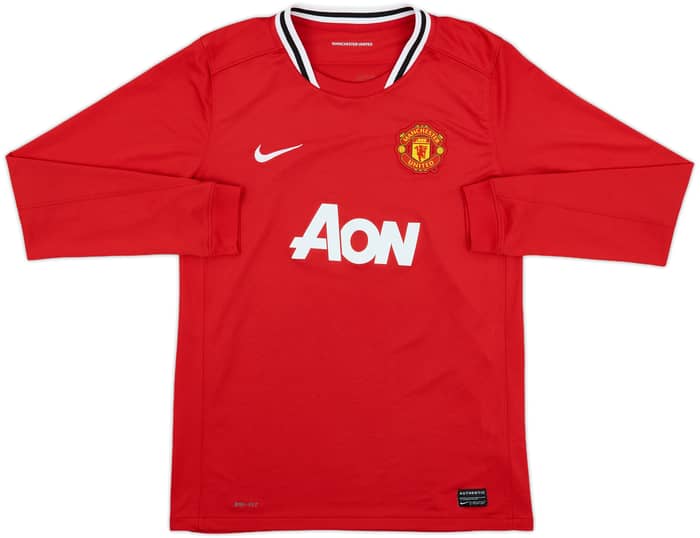 2011-12 Manchester United Home L/S Shirt Rooney #10 - 7/10 - (XL.Boys)