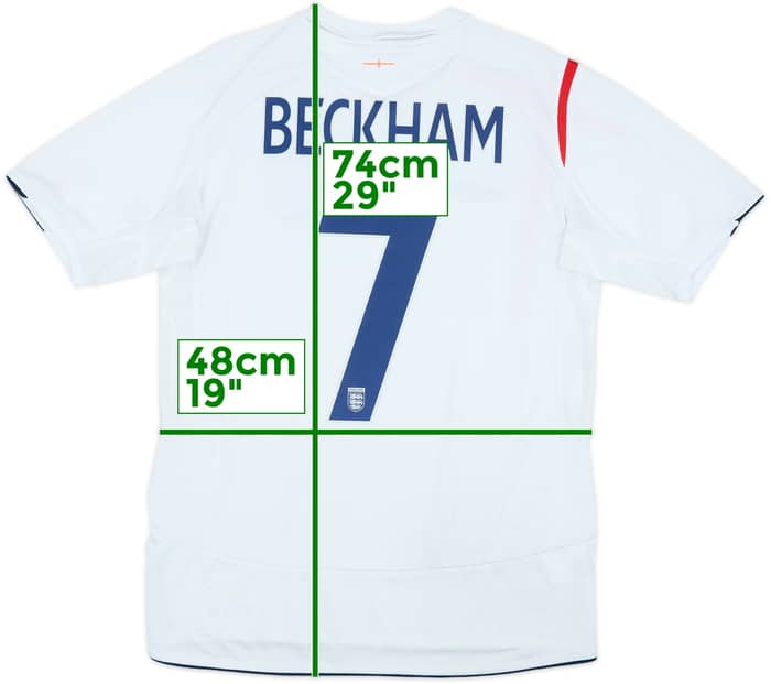 2005-07 England Home Shirt Beckham #7 - 6/10 - (M)