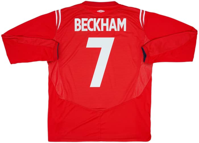 2004-06 England Away L/S Shirt Beckham #7 - 6/10 - (L)