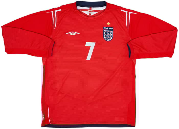 2004-06 England Away L/S Shirt Beckham #7 - 6/10 - (L)