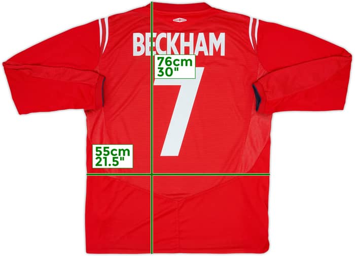 2004-06 England Away L/S Shirt Beckham #7 - 6/10 - (L)