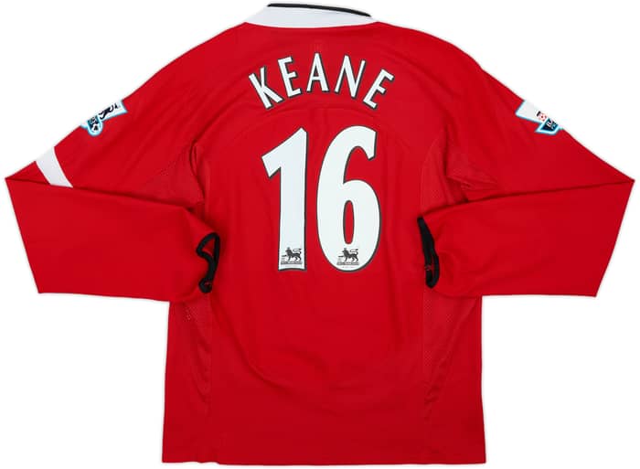 2004-06 Manchester United Home L/S Shirt Keane #16 - 7/10 - (M)