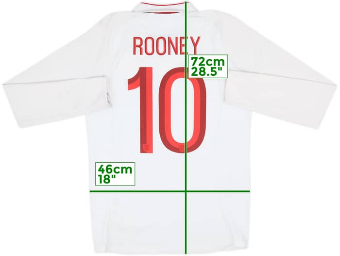 2012-13 England Home L/S Shirt Rooney #10 - 6/10 - (M)