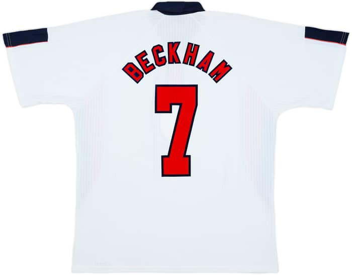 1997-99 England Home Shirt Beckham #7 - 8/10 - (L)