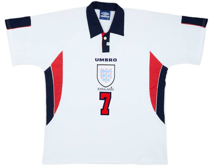1997-99 England Home Shirt Beckham #7 - 8/10 - (L)