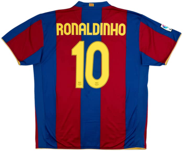 2007-08 Barcelona Home Shirt Ronaldinho #10 - 8/10 - (XXL)