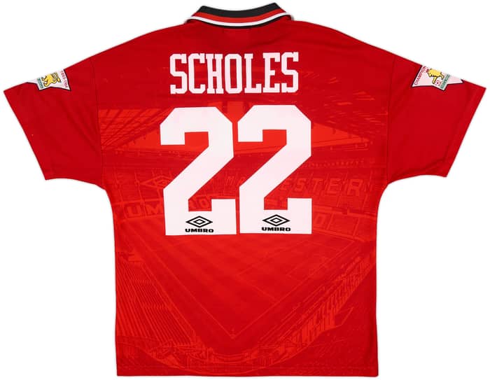 1994-96 Manchester United Home Shirt Scholes #22 - 8/10 - (M)