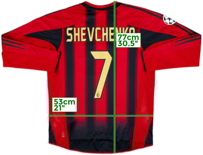 2004-05 AC Milan Home L/S Shirt Shevchenko #7 - 7/10 - (M)