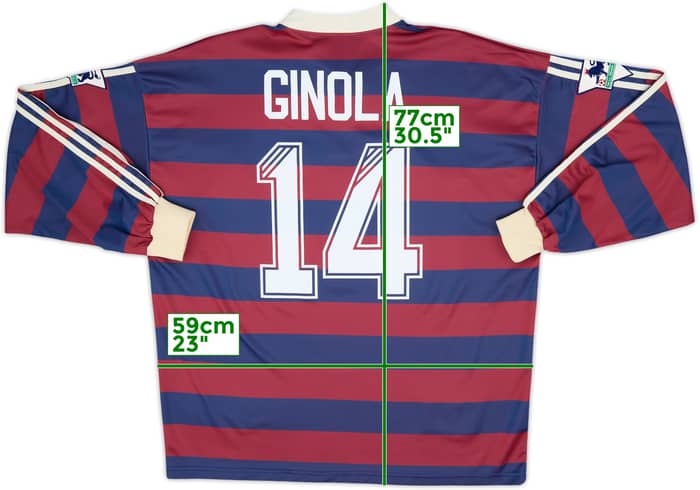 1995-96 Newcastle Away L/S Shirt Ginola #14 - 8/10 - (XL)