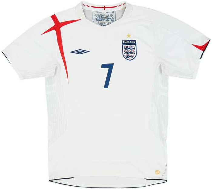 2005-07 England Home Shirt Beckham #7 - 5/10 - (M)