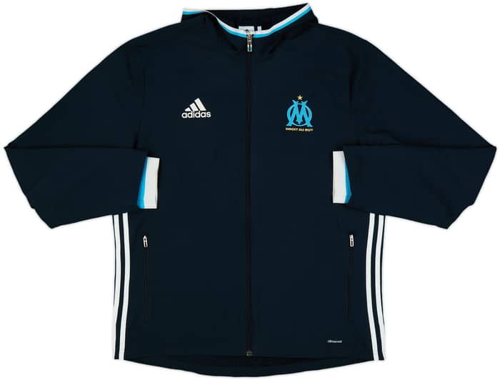 2015-16 Olympique Marseille adidas Hooded Track Jacket - 8/10 - (L)