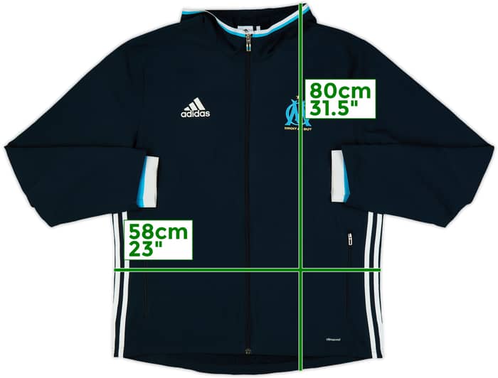 2015-16 Olympique Marseille adidas Hooded Track Jacket - 8/10 - (L)