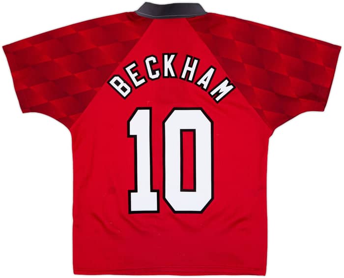 1996-98 Manchester United Home Shirt Beckham #10 - 8/10 - (Y)
