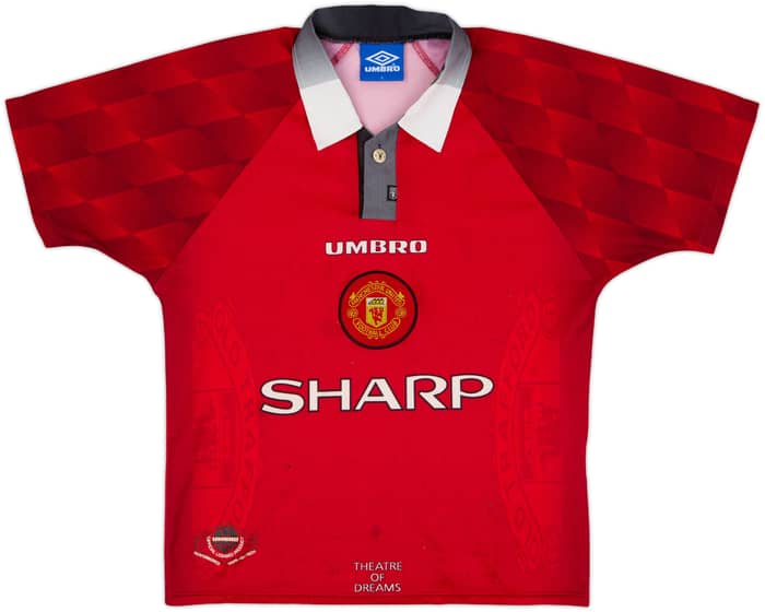 1996-98 Manchester United Home Shirt Beckham #10 - 8/10 - (Y)