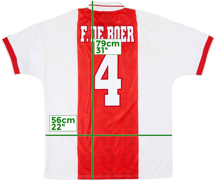 1998-99 Ajax Home Shirt F.De Boer #4 - 8/10 - (L)