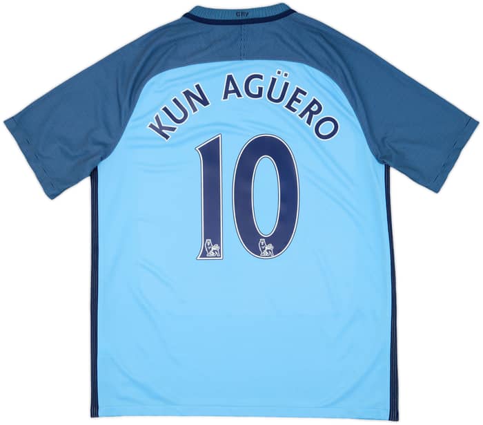 2016-17 Manchester City Home Shirt Kun Aguero #10 - 9/10 - (L)