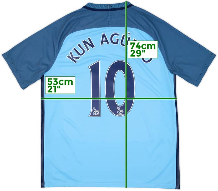 2016-17 Manchester City Home Shirt Kun Aguero #10 - 9/10 - (L)
