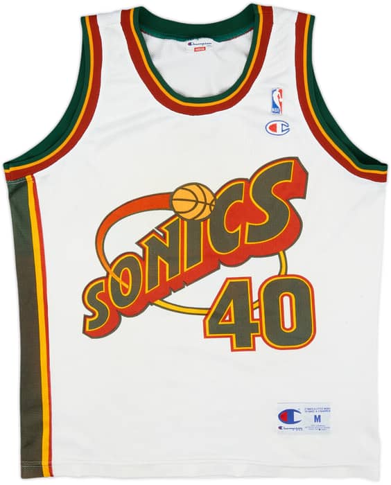 1995-97 Seattle Supersonics Kemp #40 Champion Home Jersey - 6/10 - (M)