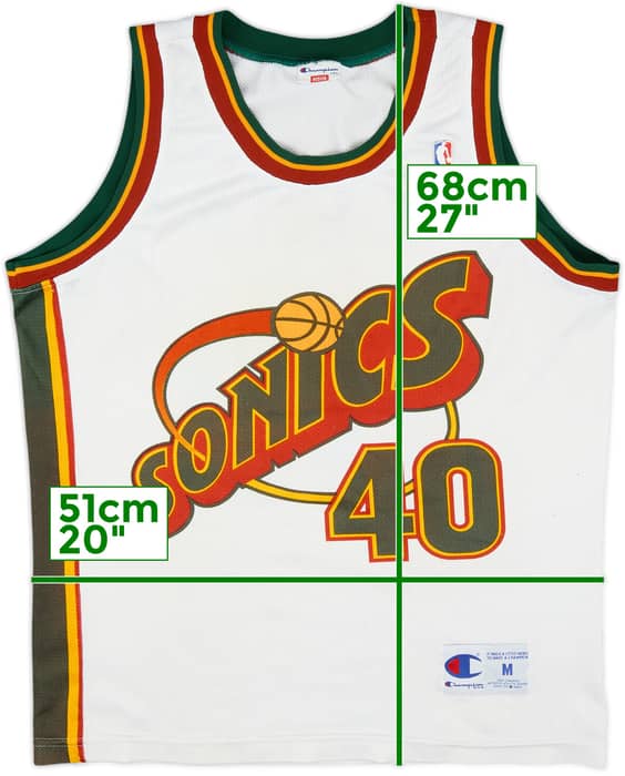 1995-97 Seattle Supersonics Kemp #40 Champion Home Jersey - 6/10 - (M)