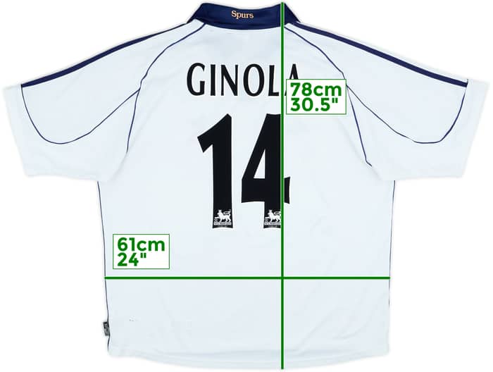 1999-01 Tottenham Home Shirt Ginola #14 - 8/10 - (XL)