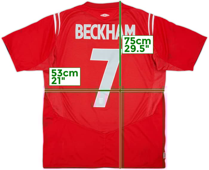 2004-06 England Away Shirt Beckham #7 - 6/10 - (L)