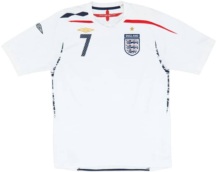 2007-09 England Home Shirt Beckham #7 - 6/10 - (L)