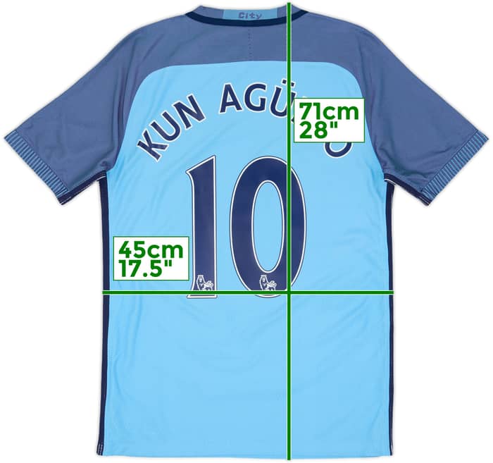 2016-17 Manchester City Authentic Home Shirt Kun Aguero #10 - 8/10 - (S)