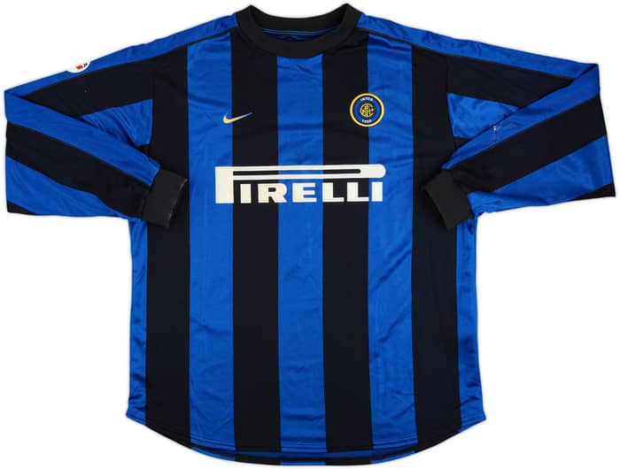 1999-00 Inter Milan Player Issue Signed Home L/S Shirt Recoba #20 - 4/10 - (XL)