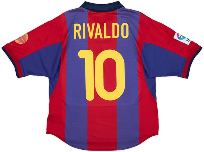 2000-01 Barcelona Home Shirt Rivaldo #10 - 8/10 - (L)